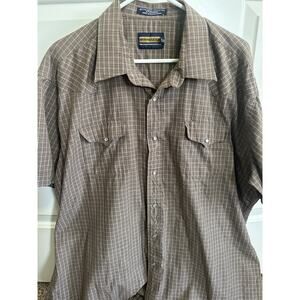 VTG Panhandle Slim 18 Made In USA Brown Short S Pearl Snap Cowboy Western Shirt